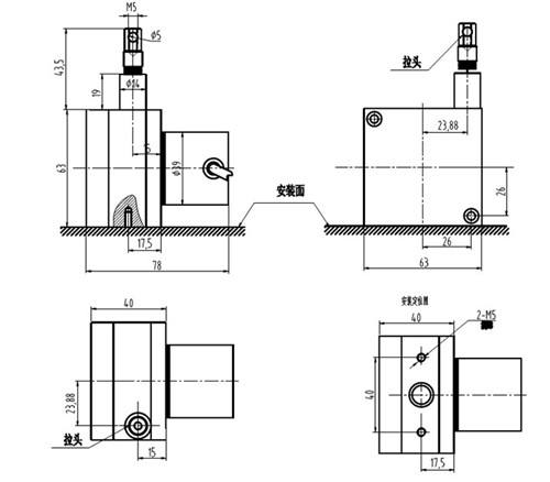 拉繩位移編碼器的安裝及安裝圖